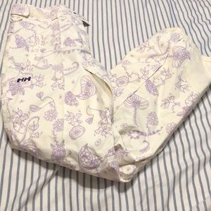 Purple and off white snowboard pants